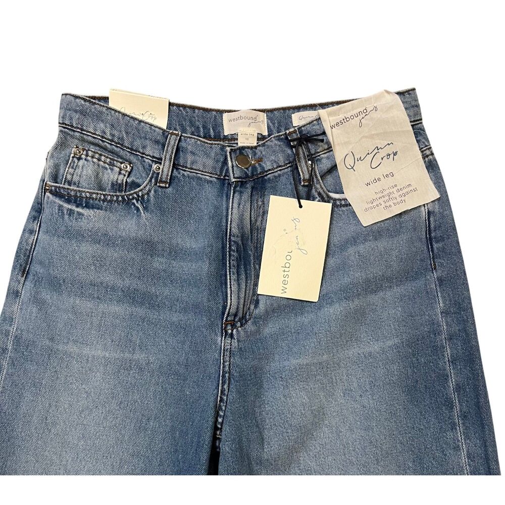 Westbound Quinn Wide-Leg Cropped Denim Jeans Medium Wash Cotton Sz 10 NWT - Picture 3 of 6